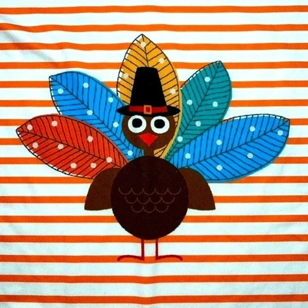 Penelope Plumm Turkey Fall Leaf Thanksgiving Stripe Bell Sleeve Boho Girls Dress